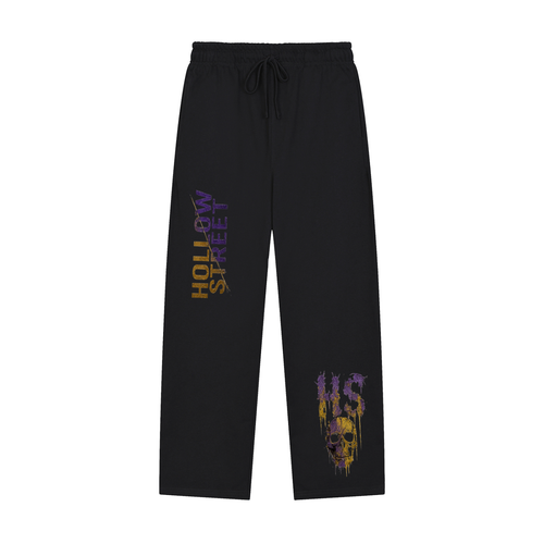 Hollow Street Solid Straight-Leg Sweatpants