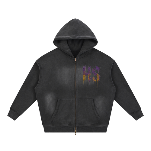 Sunfade Two-way Zipper Boxy Fleece Hoodie