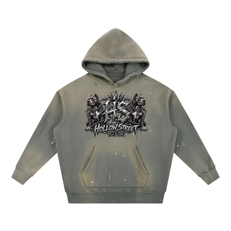 Hollow Street Vintage Washed Frayed Fleece Hoodie