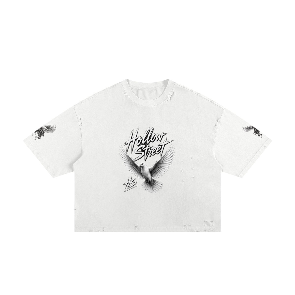 Hollow Street Unisex Classic Frayed Boxy T-Shirt – Cotton Blend, Raw Hem & Neckline, S–2XL