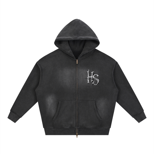 Sunfade Two-way Zipper Boxy Fleece Hoodie