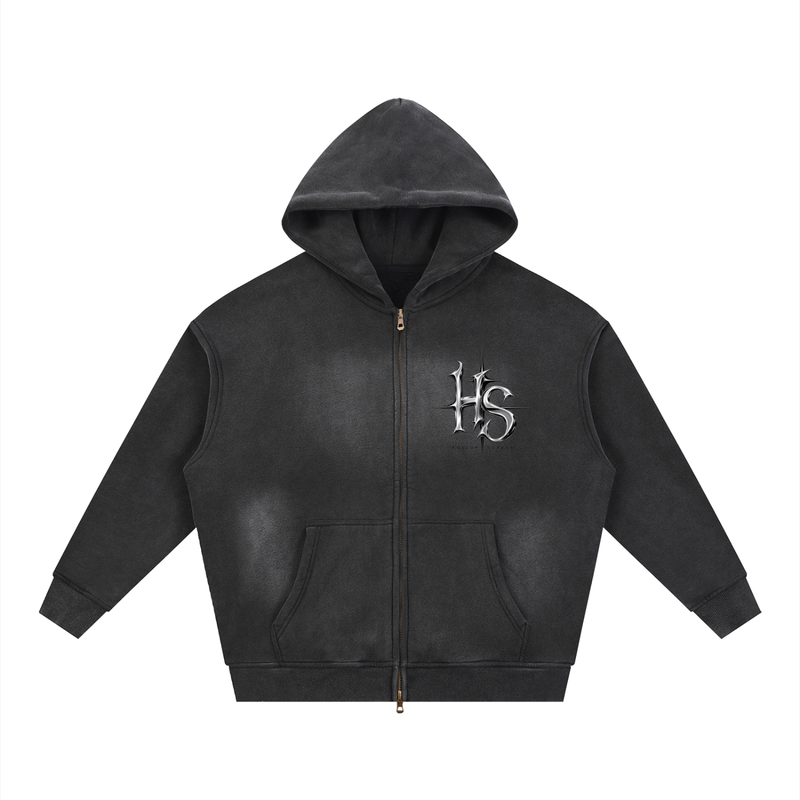 Sunfade Two-way Zipper Boxy Fleece Hoodie