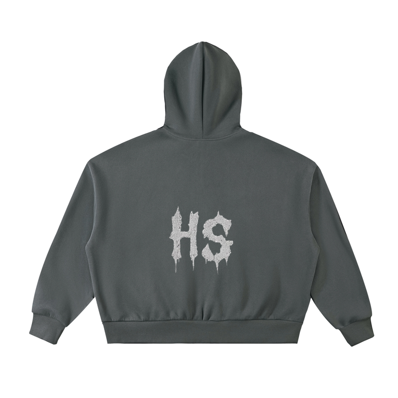 Fleeced Full-Zip Boxy Hoodie