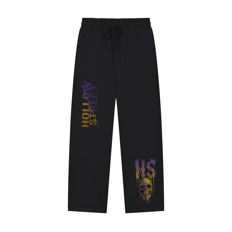 Hollow Street Solid Straight-Leg Sweatpants