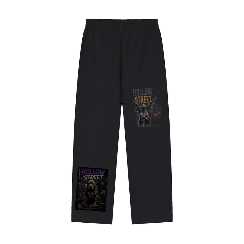 Hollow Street Solid Straight-Leg Sweatpants