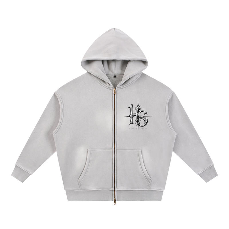 Sunfade Two-way Zipper Boxy Fleece Hoodie