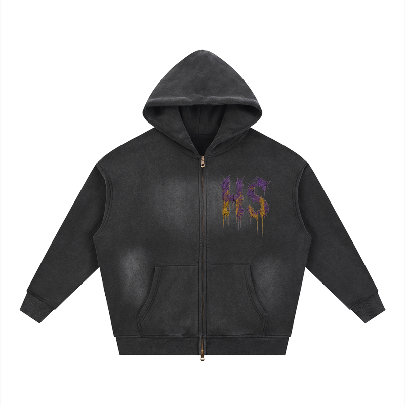 Sunfade Two-way Zipper Boxy Fleece Hoodie