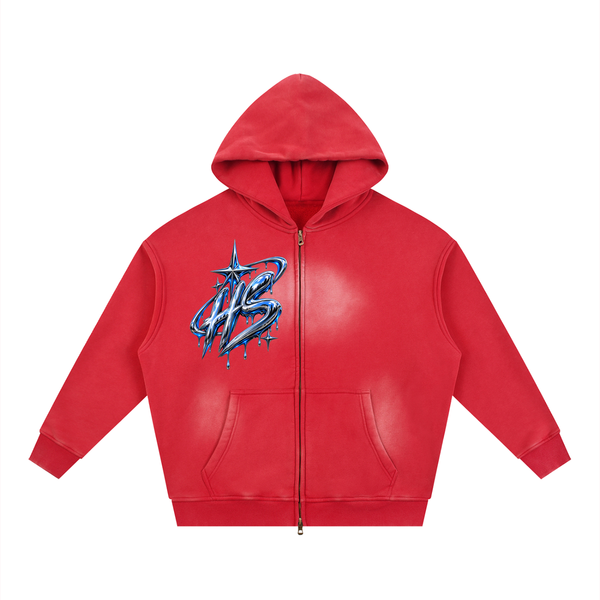 Hollow Street Two-way Zipper Boxy Fleece Hoodie