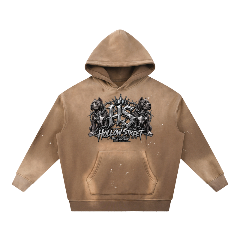 Hollow Street Vintage Washed Frayed Fleece Hoodie