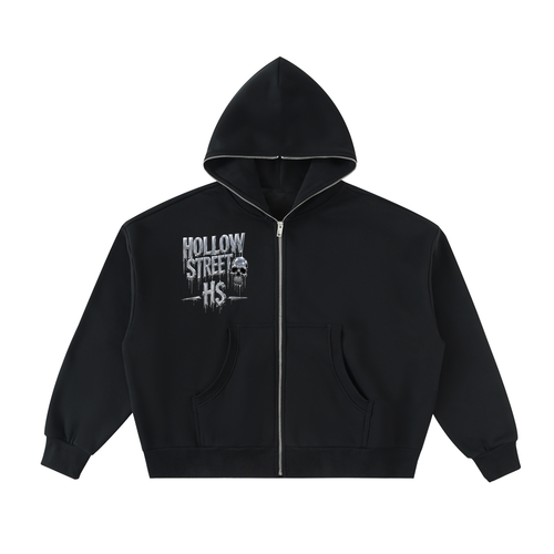 Fleeced Full-Zip Boxy Hoodie