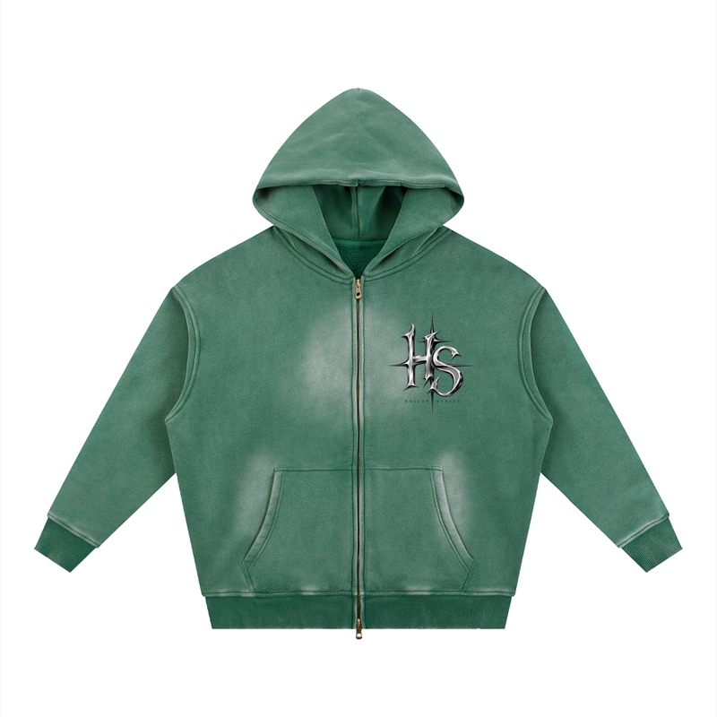 Sunfade Two-way Zipper Boxy Fleece Hoodie