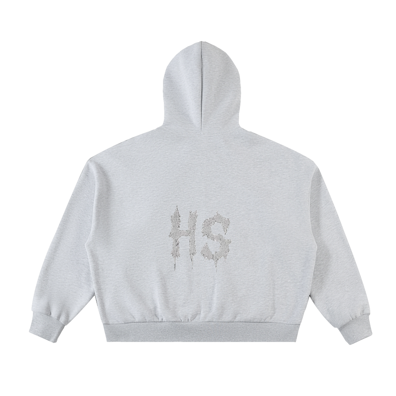 Fleeced Full-Zip Boxy Hoodie