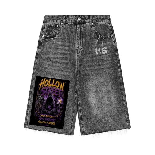 Hollow Street Vintage Wide Leg Denim Shorts