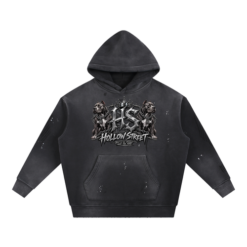 Hollow Street Vintage Washed Frayed Fleece Hoodie