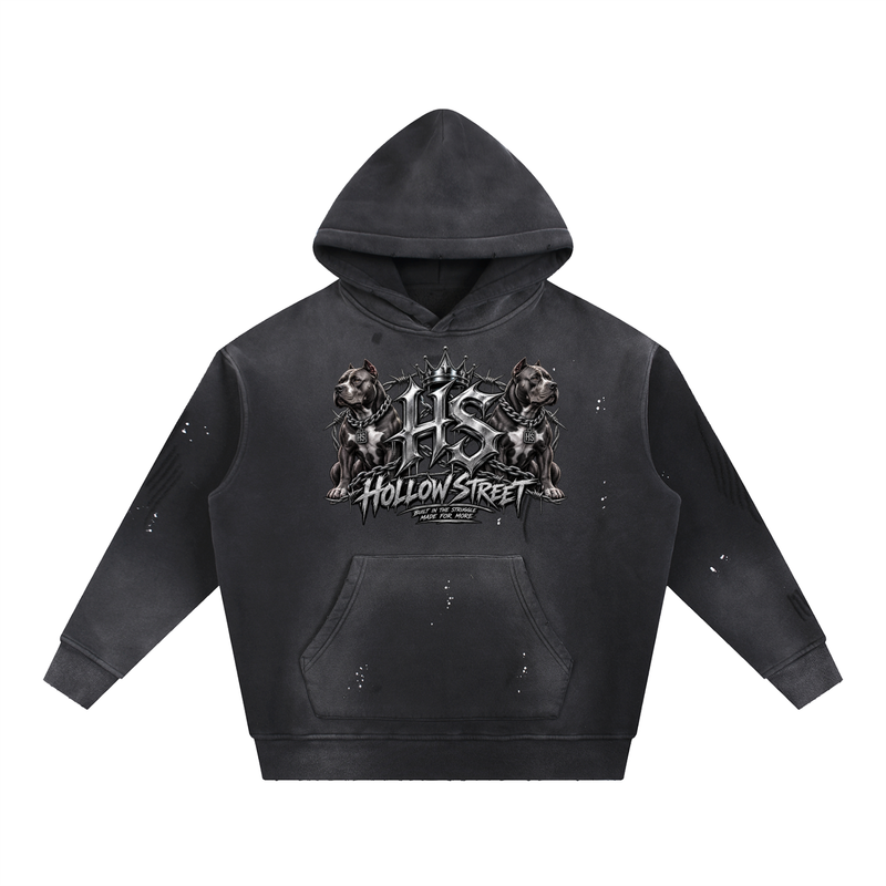 Hollow Street Vintage Washed Frayed Fleece Hoodie