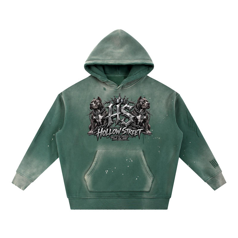 Hollow Street Vintage Washed Frayed Fleece Hoodie