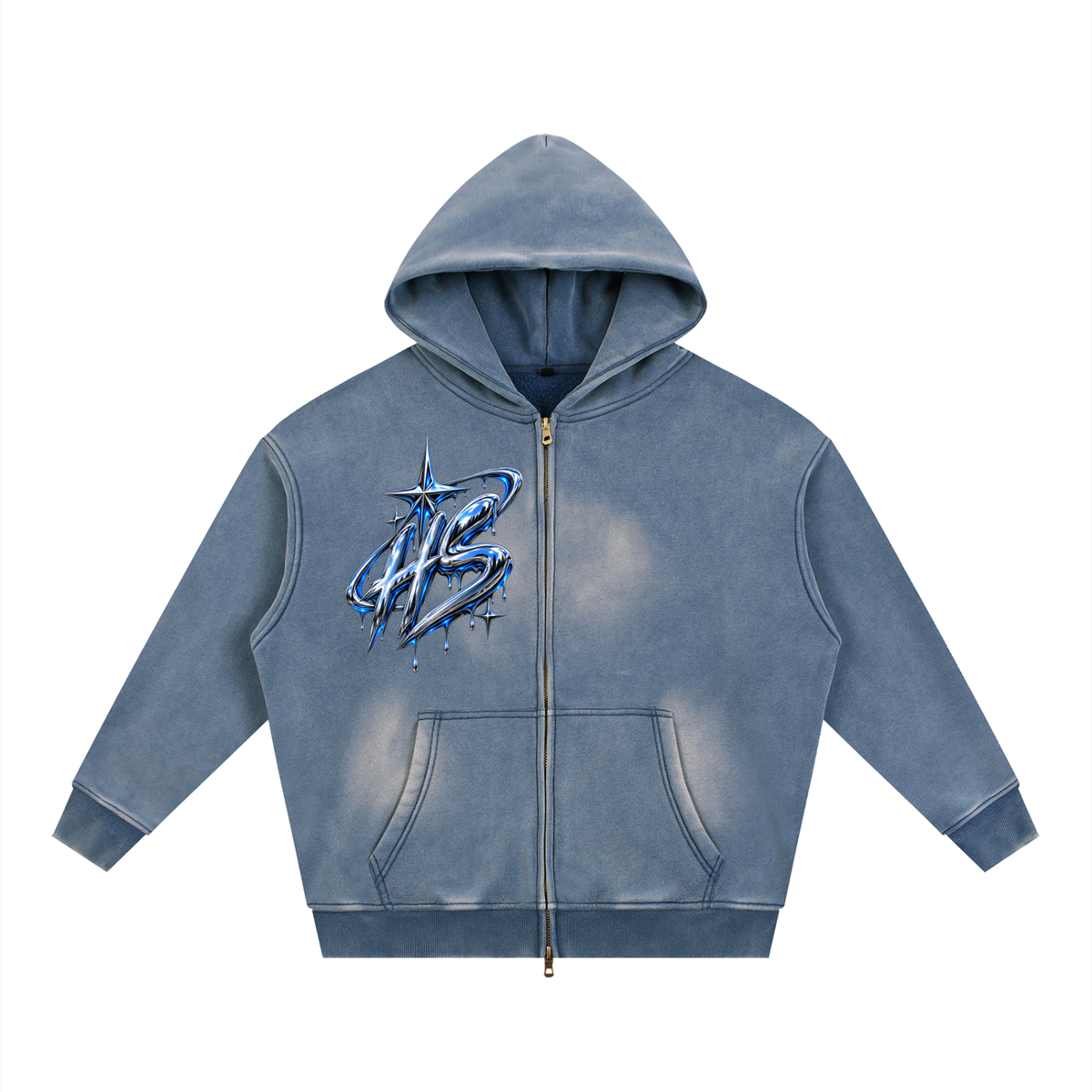 Hollow Street Two-way Zipper Boxy Fleece Hoodie