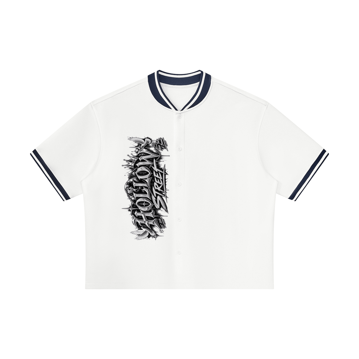 Unisex oversized baseball jersey with button front and V-neck