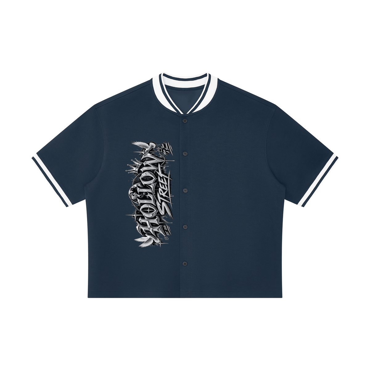 Unisex oversized baseball jersey in cotton blend fabric